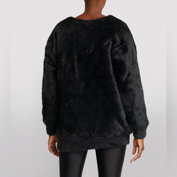 New ALEXANDER WANG V-Neck Faux Fur Cardigan w/Quilted Lining in Black Size L NWT - Picture 7 of 12